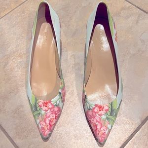 Talbots Floral Print Kitten Heel Pointed Toe